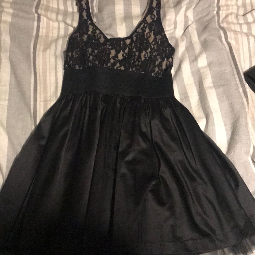 Black and tan mesh dress